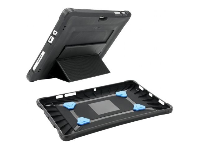 Mobilis PROTECH - Hintere Abdeckung für Tablet - mit Ständer & Handschlaufe, verstärkt - Schwarz - für Apple 10.2-inch iPad Wi-Fi, Wi-Fi + Cellular (7. Generation, 8. Generation, 9. Generation)