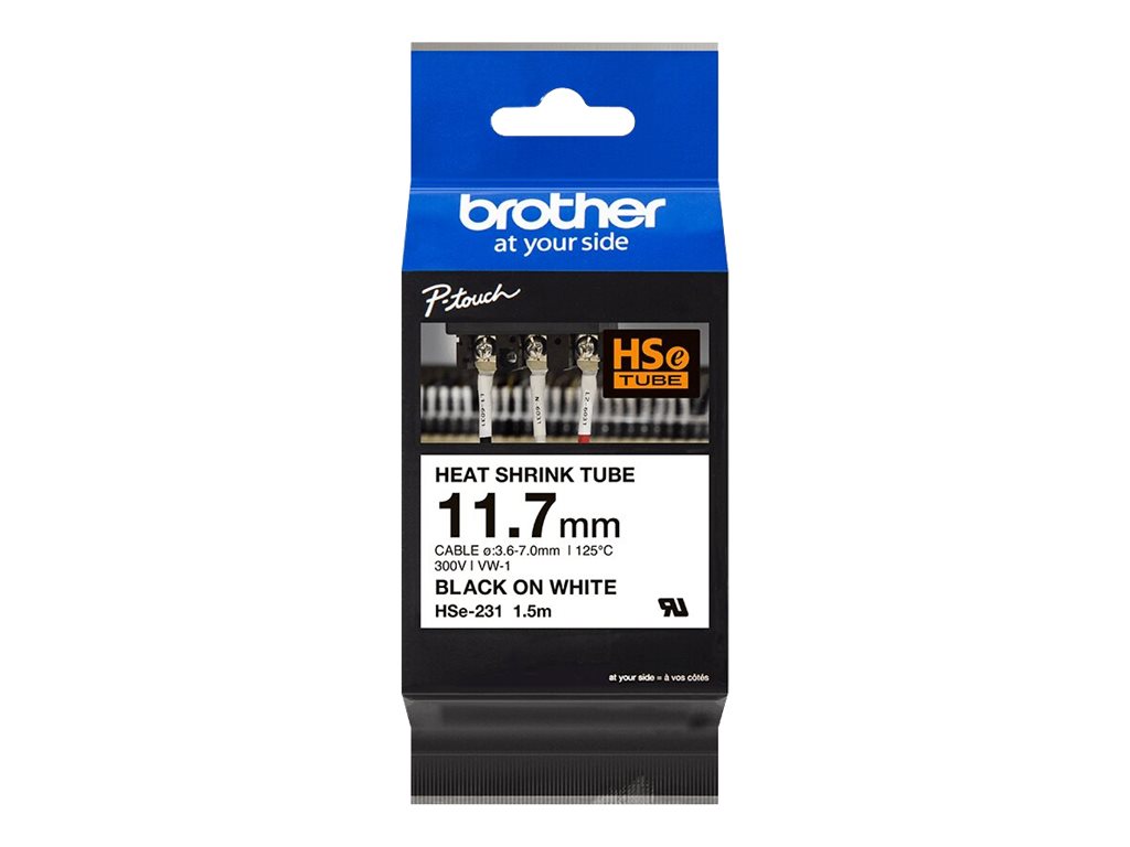 Brother HSe-231 - Schwarz auf Weiß - Rolle (1,2 cm x 1,5 m)