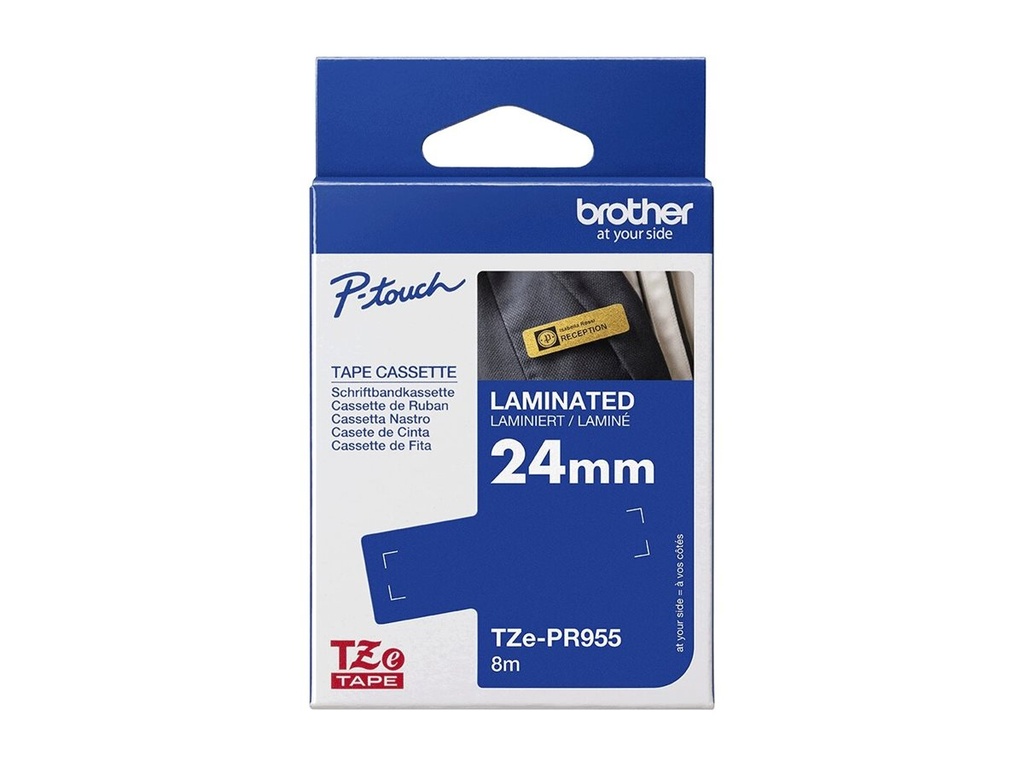 Brother TZe-PR955 - Weißer Druck auf Premium Glitter Silver - Rolle (2,4 cm x 8 m)