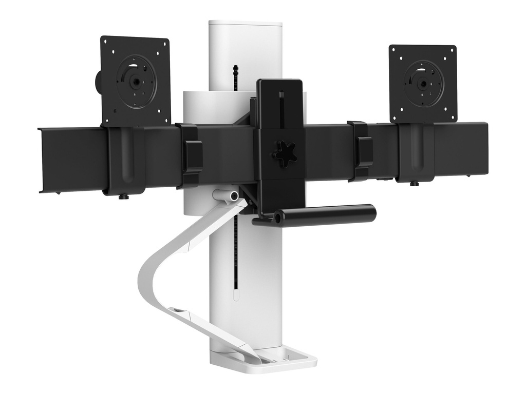 Ergotron TRACE - Befestigungskit (Griff, Basis, Hubsäule, Verlängerungsarm, Bogen, 2 Schiebegelenke, 2-teilige Tischklemme) - Konstante Krafttechnologie - für 2 LCD-Displays - weiß - Bildschirmgröße: bis zu 68,6 cm (bis zu 27 Zoll)