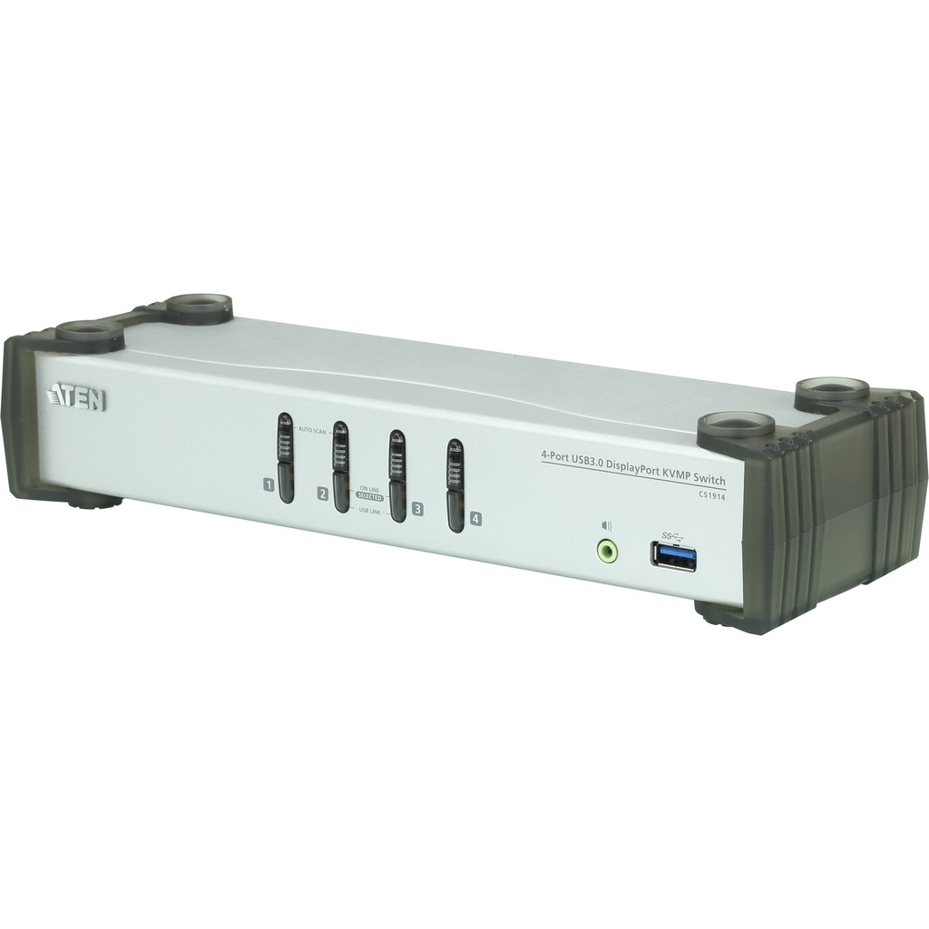 ATEN 4-Port USB 3.0 DisplayPort KVMP™ Switch (Kabel enthalten) - 3840 x 2160 Pixel - 2,99 W - Schwarz - Grau
