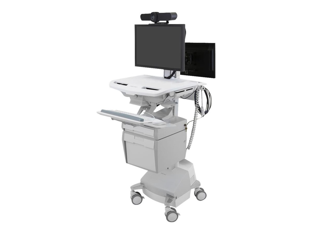 Ergotron Wagen (nur Laden) - offene Architektur - für 2 LCD-Displays / PC-Ausrüstung - medizinisch - Kunststoff, Aluminium, verzinker Stahl - Grau, weiß, Polished Aluminum - Bildschirmgröße: bis zu 61 cm (bis zu 24 Zoll)