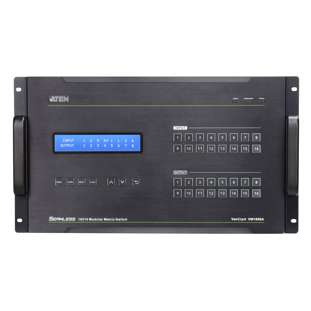 ATEN 16 x 16 Modular Matrix Switch - Modulare AV-Matrix-Schalter - 15,2 Gbit/s - Schwarz - Metall - 6U - 460 W