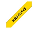 Brother HGE-631V5 - Schwarz auf Gelb - Rolle (1,2 cm x 8 m)