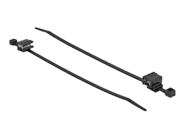 Delock Kabelbinder - mit Kanten-Befestigungsclip - 20 cm - Schwarz (Packung mit 50)