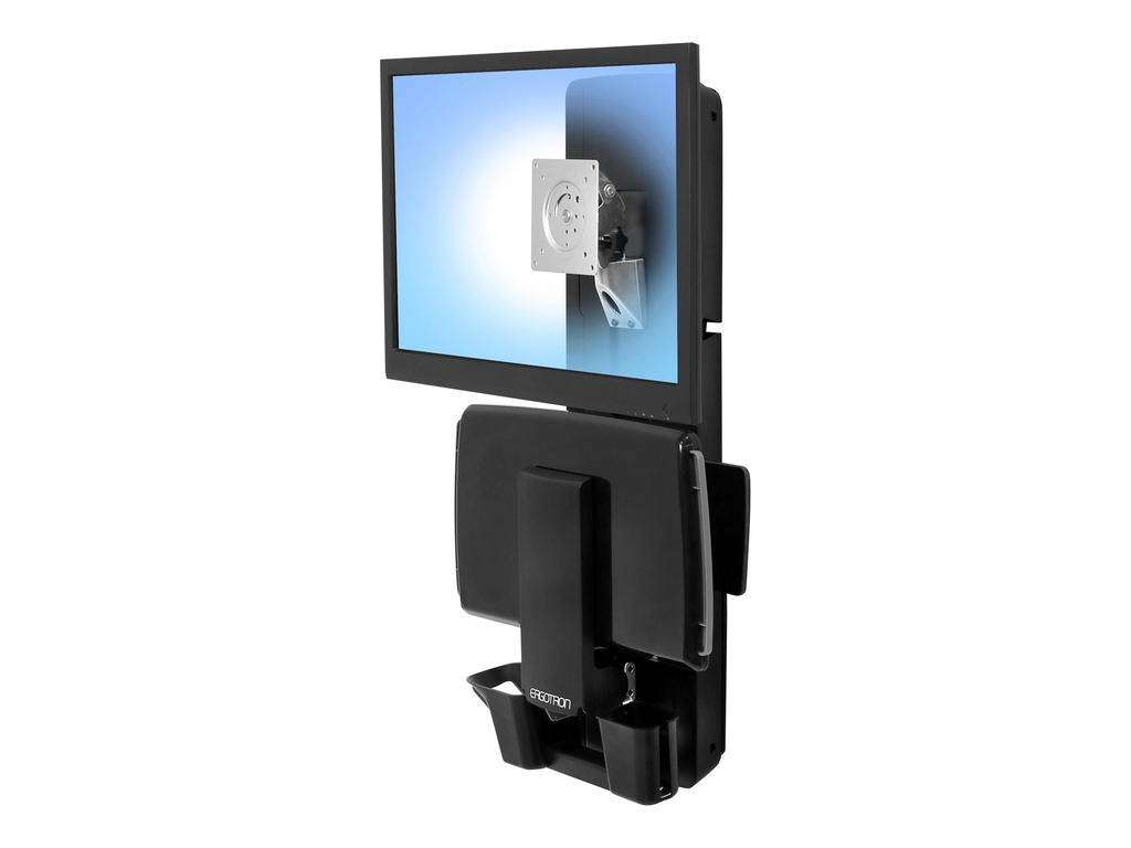 Ergotron Sit-Stand Vertical Lift, Patient Room - Befestigungskit (Handgelenkkissen, Maushalterung, vertikale Verstellschiene, Barcode-Scanner-Halter, Tastatur-Tablett, Monitorarm, Mausablage zum Herausziehen)