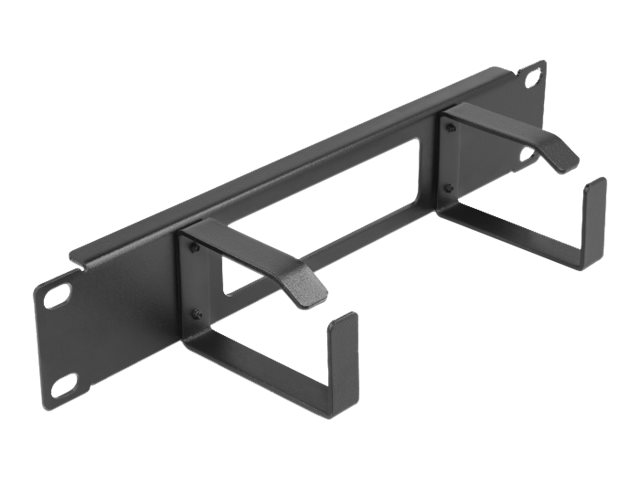 Delock Rack-Kabelmanagementblech mit Haken - 2 Bügel - Schwarz - 1U - 25.4 cm (10")