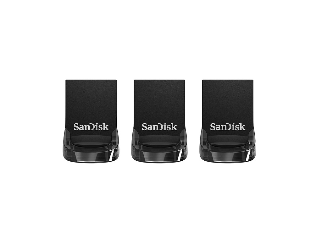 SanDisk Ultra Fit - USB-Flash-Laufwerk - 32 GB - USB 3.1 - Schwarz (Packung mit 3)