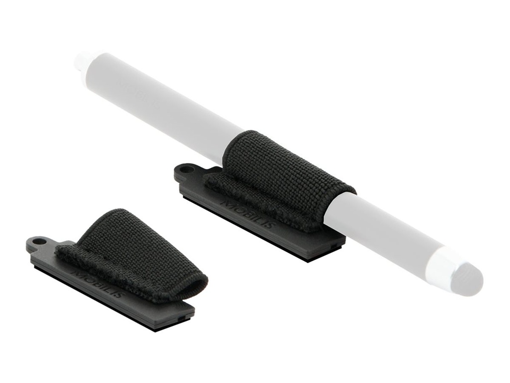 Mobilis Stifthalter für Handy, Mobiltelefon-Schutzhülle, Mobiler Scanner, Tablet, Tablet-Schutzhülle - selbstklebend, universal - Schwarz (Packung mit 10)