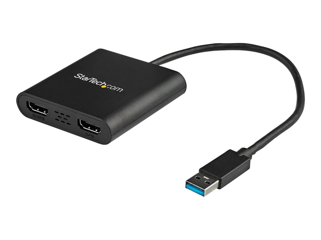 StarTech.com Startech USB 3.0 to Dual HDMI Adapter, 1x 4K 30Hz & 1x 1080p, External Video & Graphics Card, USB Type-A to HDMI Dual Monitor Display Adapter Dongle, Supports Windows Only, Black - USB to Dual HDMI Adapter (USB32HD2)