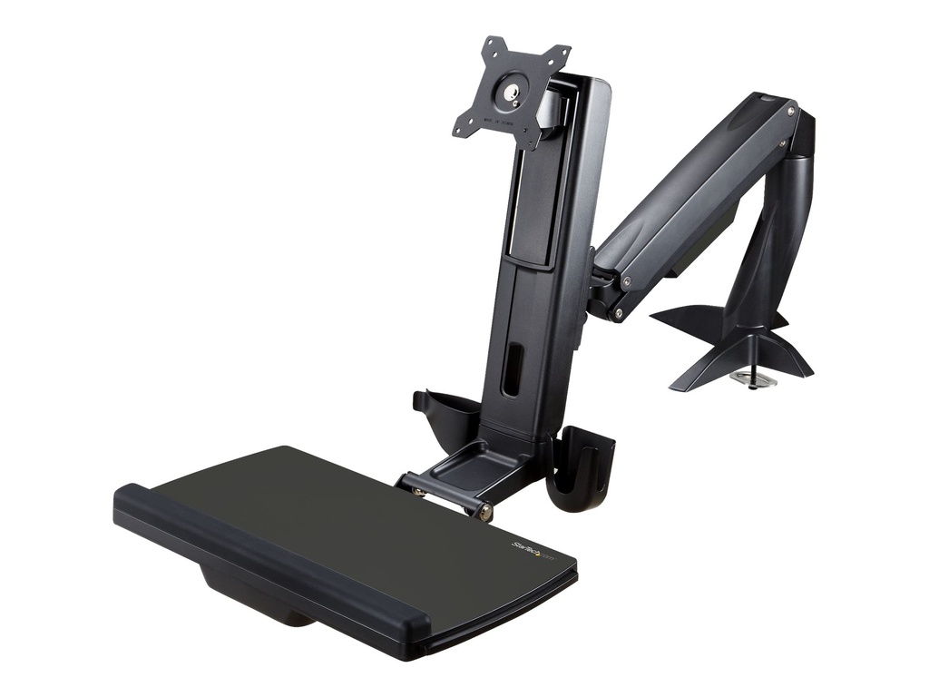 StarTech.com Startech Monitor Tischhalterung - Monitorarm für bis zu 24" Monitore - VESA Halterung - Höhenverstellbar - Befestigungskit (Bodenplatte, Spalte, Durchführungsplatte, Tastatur-Tablett, Unterlegscheiben, Monitorarm, Klemmhalterung, Basis, Basis-Pad)