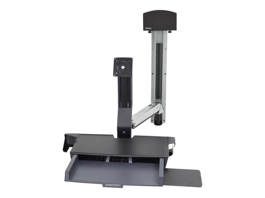 Ergotron Sit-Stand Combo Ablageflächen-System - Befestigungskit (Griff, CPU-Halter, 2 Schienenabdeckungen, 2 Kabelkanäle, Handgelenkkissen, Display-Halterung, Tastatur-Tablett, CPU Wandhalterung, Mausablage zum Herausziehen, VESA-Halterung, Wandschiene 34", CPU Abstandhalter, Montagesystem mit CPU-Halterung und Armen, Ablage für Barcode-Scanner und Maus, Combo Schwenkarm)