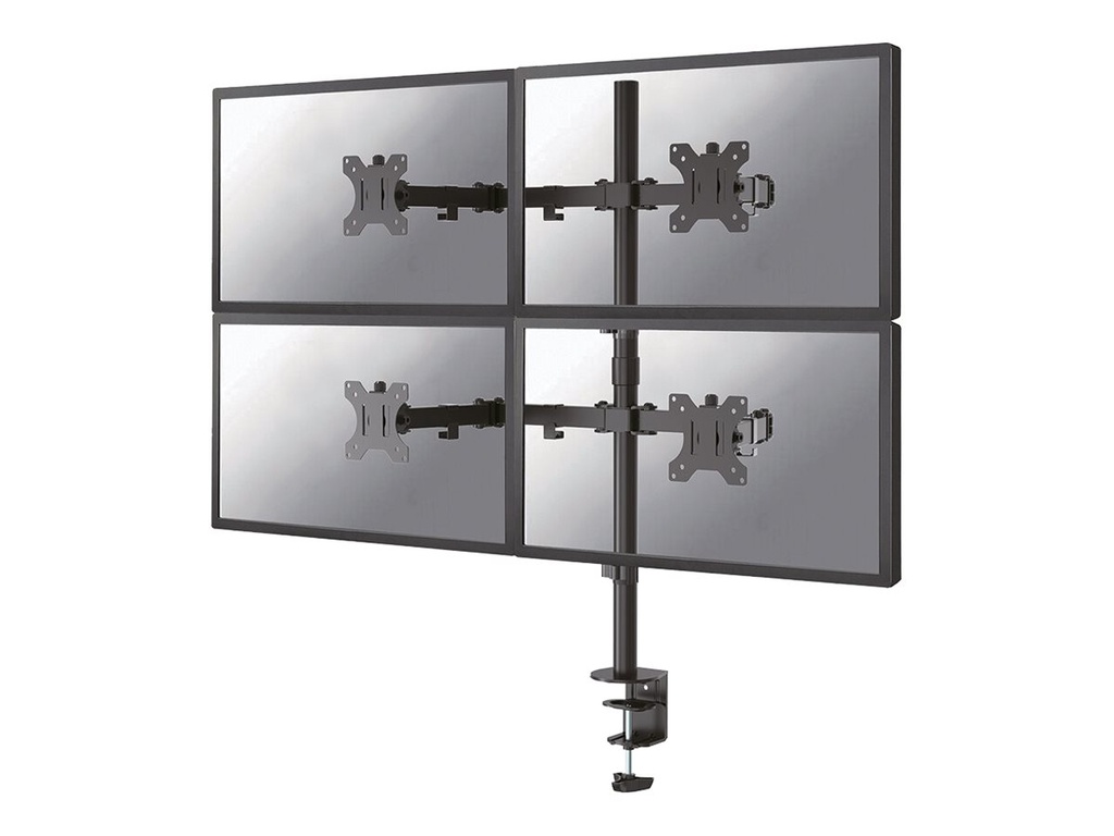 Neomounts FPMA-D550D4 - Befestigungskit (Tischplattenbohrung, Spannbefestigung für Tisch, Stange, 4 VESA-Adapter, 4 Arme)