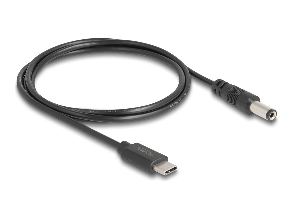 Delock Stromkabel - 24 pin USB-C (M) zu Gleichstromstecker 5,5 x 2,1 mm (M)