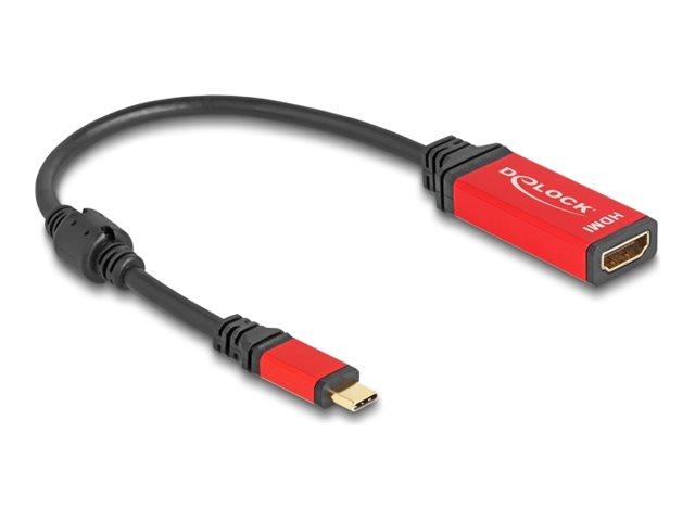 Delock Videoadapter - USB-C männlich zu HDMI weiblich - 20 cm - Schwarz / Rot - 8K60Hz (7680 x 4320)