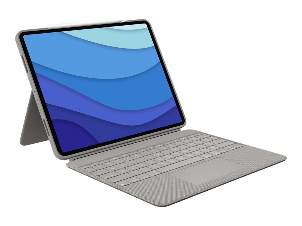 Logitech Combo Touch - Tastatur und Foliohülle - mit Trackpad - hintergrundbeleuchtet - Apple Smart connector - QWERTY - Italienisch - Sand - für Apple 12.9-inch iPad Pro (5. Generation)