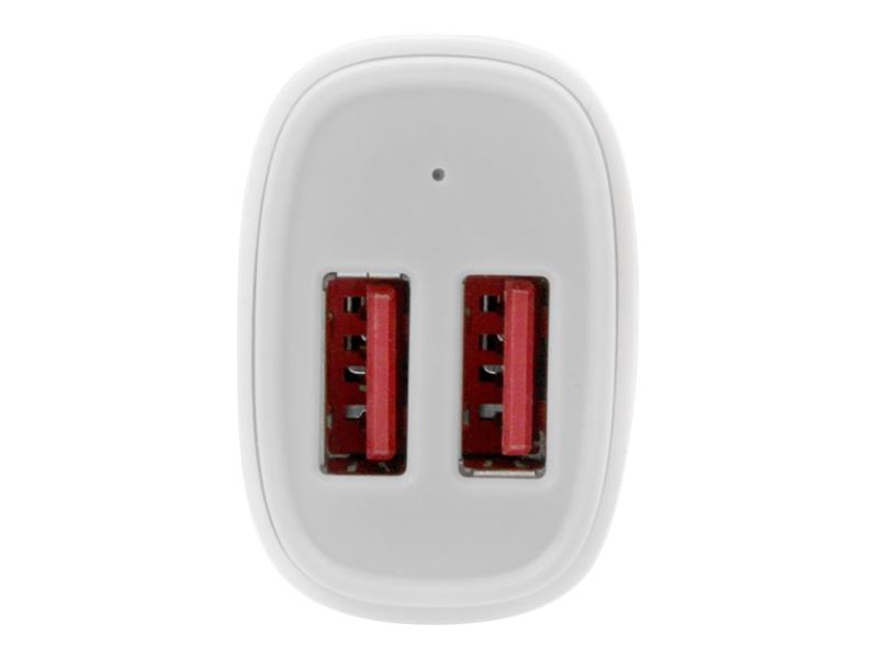 StarTech.com Startech Dual Port USB KFZ Ladegerät - 24W/4.8 - Weiß - 2 Port USB Autoladegerät - Auto-Netzteil - 24 watt - 4.8 A - 2 Ausgabeanschlussstellen (USB)