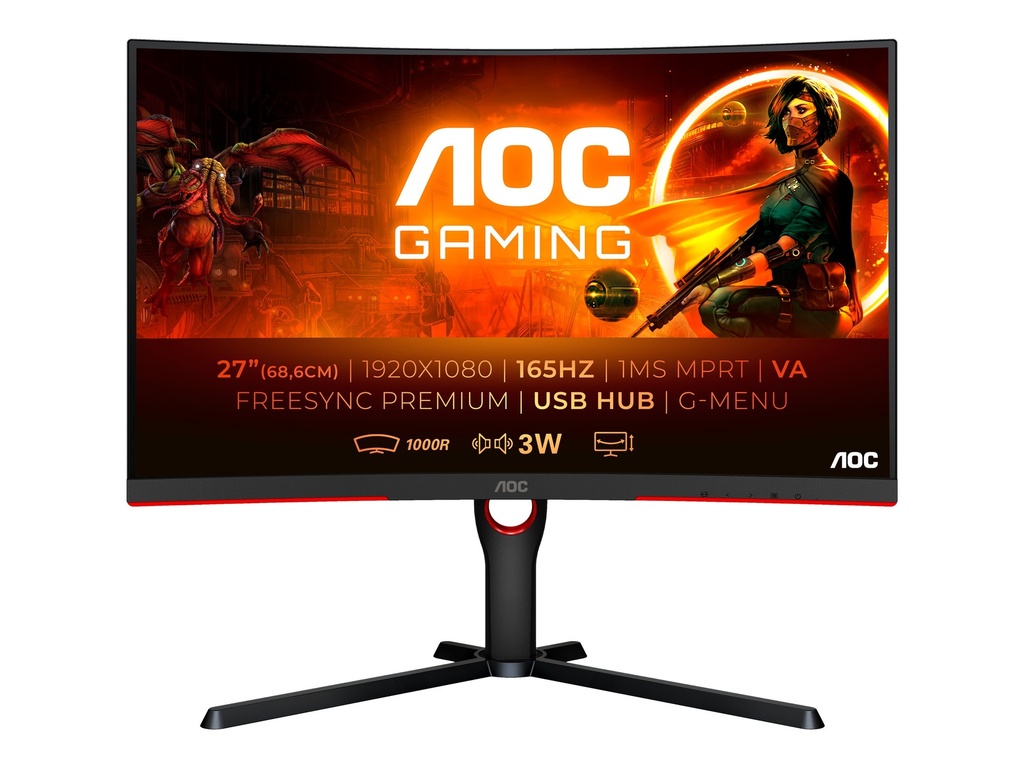 AOC Gaming C27G3U/BK - LED-Monitor - Gaming - gebogen - 68.6 cm (27")
