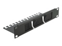 Delock Cable Management Brush Strip with Cable Support Plate - Kabelführungspanel mit Bürste - Schwarz - 1U - 25.4 cm (10")