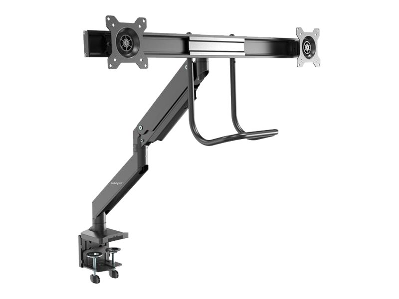 StarTech.com Startech ARMSLMBARDUO Monitorhalterung (dual Monitor, Synchronisierte Höhenverstellung, Tischklemme, VESA) - Befestigungskit - einstellbarer Arm - für 2 Monitore - stabiler Stahl - Schwarz - Bildschirmgröße: 43.2-81.3 cm (17"-32")