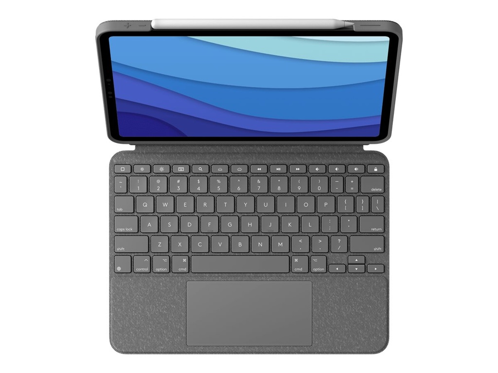 Logitech Combo Touch - Tastatur und Foliohülle - mit Trackpad - hintergrundbeleuchtet - Apple Smart connector - AZERTY - Französisch - Oxford Gray - für Apple 12.9-inch iPad Pro (5. Generation)