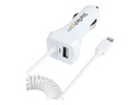 StarTech.com Startech Zigarettenanzünder USB Ladegerät mit Lightning Spiralkabel - Auto-Netzteil - 12 Watt - 4.2 A - 2 Ausgabeanschlussstellen (USB, Lightning)