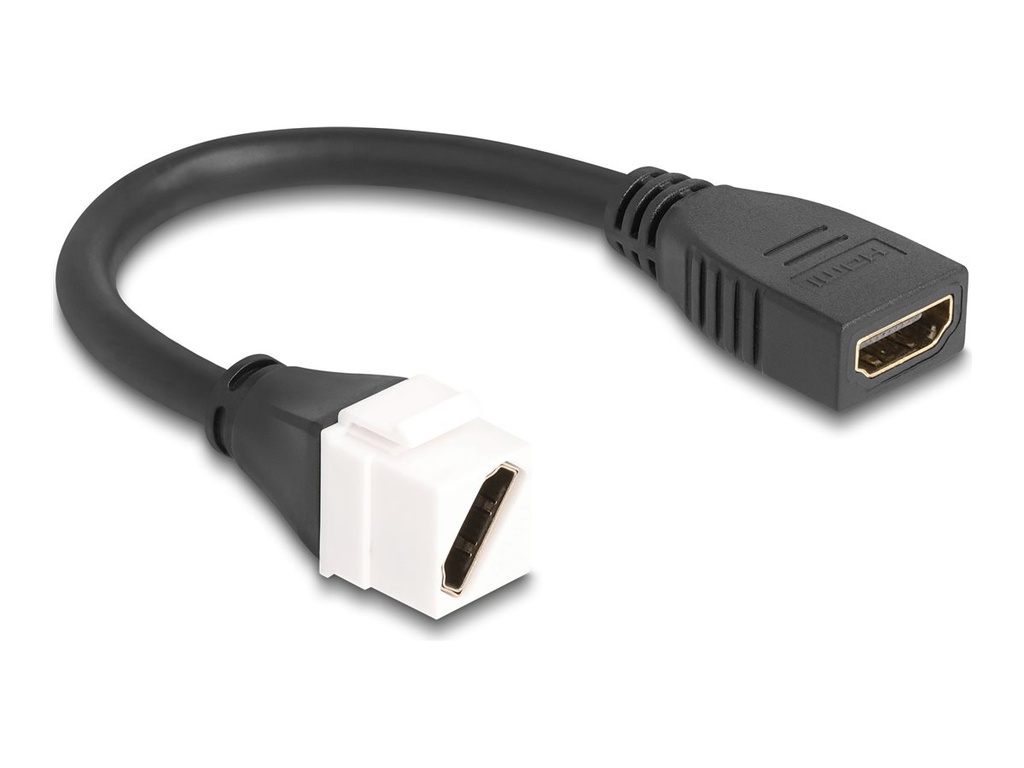 Delock HDMI-Kabel - HDMI weiblich zu HDMI weiblich Keystone - 20 cm - Schwarz - unterstützt 8K 60 Hz (7680 x 4320)