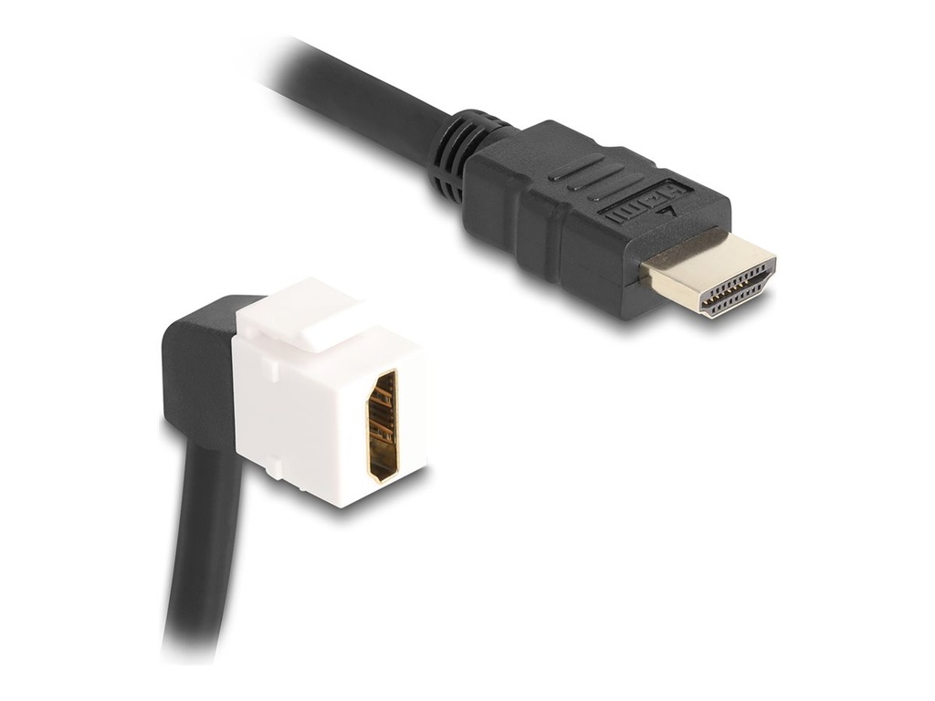 Delock HDMI-Kabel - HDMI männlich zu HDMI weiblich abgewinkelt, Keystone - 20 cm - Schwarz / Weiß - unterstützt 8K 60 Hz (7680 x 4320)