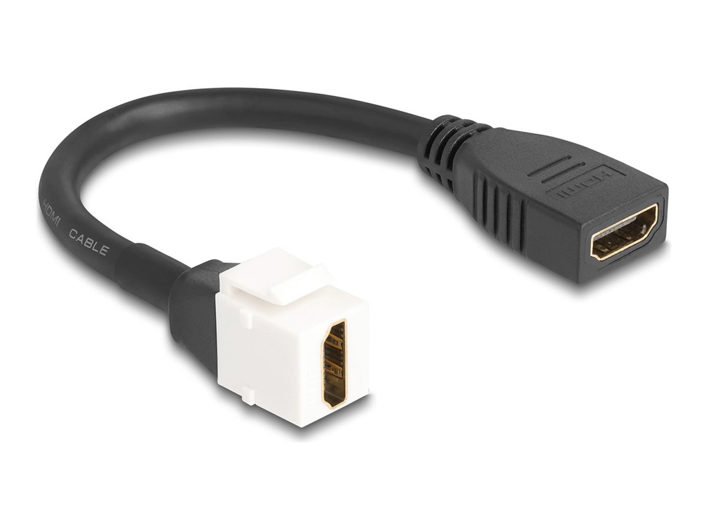 Delock HDMI-Kabel - HDMI weiblich zu HDMI weiblich Keystone - 20 cm - Schwarz / Weiß - unterstützt 8K 60 Hz (7680 x 4320)