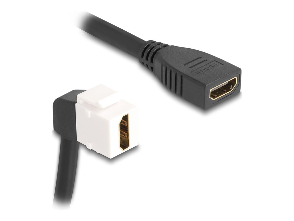Delock HDMI-Kabel - HDMI weiblich zu HDMI weiblich abgewinkelt, Keystone - 20 cm - Schwarz / Weiß - unterstützt 8K 60 Hz (7680 x 4320)