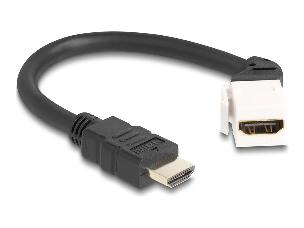 Delock HDMI-Kabel - HDMI weiblich abgewinkelt, Keystone zu HDMI männlich - 20 cm - Schwarz / Weiß - unterstützt 8K 60 Hz (7680 x 4320)