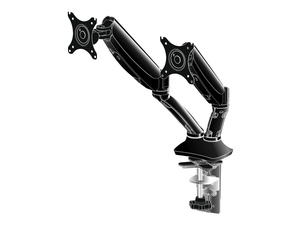 Iiyama DS3002C-B1 - Befestigungskit - einstellbarer Arm - für 2 Monitore - Schwarz - Bildschirmgröße: 25.4-68.6 cm (10"-27")