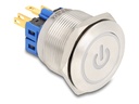 Delock Drücktaster - für 25 mm Installation, 6 x Lötanschluss, rotes LED-Netzsymbols und Ring