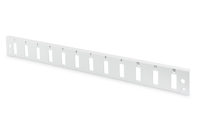 DIGITUS LWL Frontblende, 1HE, Schnellverschluss, 12x SC DX vertikal, Farbe Grau (RAL 7035)