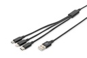 DIGITUS 3-in-1 USB-Ladekabel, 1m