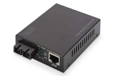 DIGITUS Gigabit PoE Medienkonverter, RJ45 / SC, SM, PSE