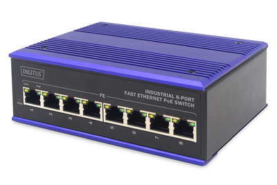 DIGITUS 8 Port Fast Ethernet Netzwerk PoE Switch,Industrial, Unmanaged