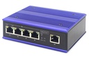 DIGITUS 4 Port Fast Ethernet Netzwerk PoE Switch, Industrial, Unmanaged, 1 RJ45 Uplink