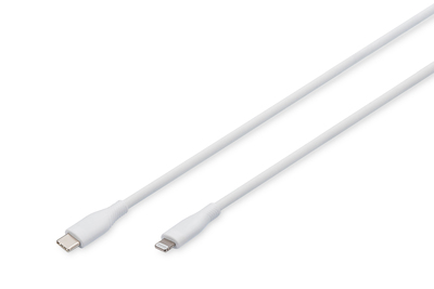 DIGITUS Lightning Silikon Anschlusskabel, USB-C - Lightning, 2m, weiß