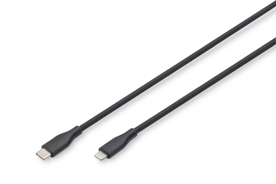 DIGITUS Lightning Silikon Anschlusskabel, USB-C - Lightning, 1m, schwarz