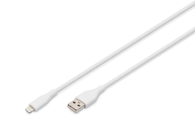 DIGITUS Lightning Silikon Anschlusskabel, USB-A - Lightning 1m, weiß