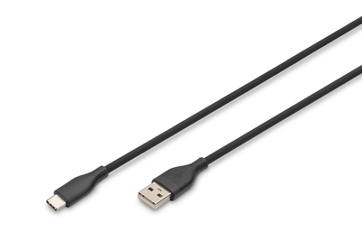 DIGITUS USB-C Silikon Anschlusskabel, 2m, schwarz