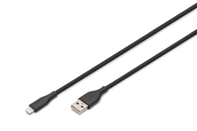 DIGITUS Lightning Silikon Anschlusskabel, USB-A - Lightning 1m, schwarz
