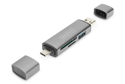 DIGITUS Dualer Kartenlesegerät Hub USB-C / USB 3.0, OTG