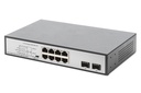 DIGITUS 8-Port Gigabit PoE Netzwerkswitch, Desktop, unmanaged, 2 Uplink Ports, SFP, 180 W, af/at/bt