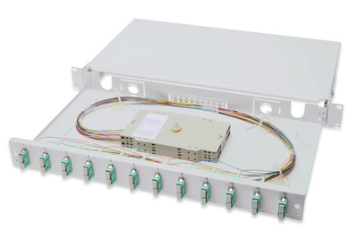 DIGITUS LWL-Spleißbox, 1HE, bestückt, 12x SC DX, OM3