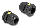 Delock Kabelverschraubung - M20, mit Belüftung, IP68 staub- und wasserdicht - Schwarz, RAL 9005 (Packung mit 2)