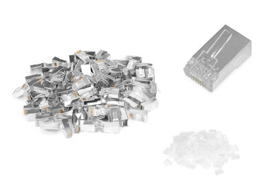DIGITUS CAT 6 Modularstecker für Rundkabel, Pass through Stecker - 100 Stk.