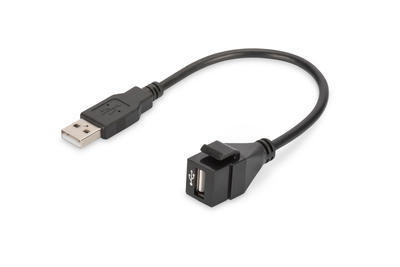 DIGITUS USB 2.0 Keystone Modul mit 16 cm Kabel (Buchse/Stecker)