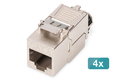 DIGITUS CAT 8.1 Keystone Modul, geschirmt, werkzeugfreier Montageanschluss - 4 Stk.